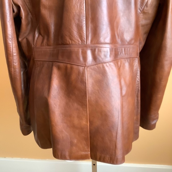 VINTAGE 70's Menswear Brown Leather Blazer - Picture 7 of 16